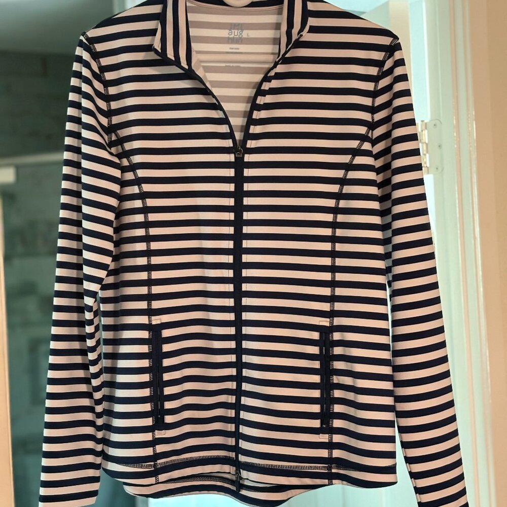 J McLaughlin Navy White Striped Jacket L  New